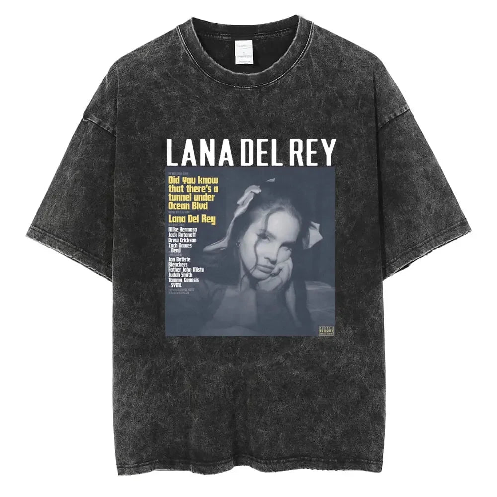 New Arrival Mens Clothes Tee Shirt Homme Graphic T-Shirts Men Tshirt for Men Ropa Hombre 90s Singer Lana Del Rey Washed