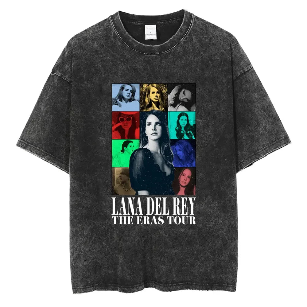 New Arrival Mens Clothes Tee Shirt Homme Graphic T-Shirts Men Tshirt for Men Ropa Hombre 90s Singer Lana Del Rey Washed