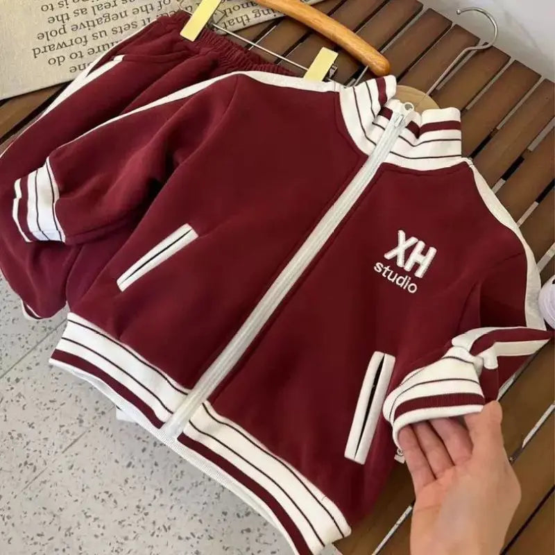 2026 New Kids 2-Piece Tracksuit Set Baby Outfit Casual Letter Print Sports Suit for Boys Girls Spring Autumn Fashion Clothes3-14