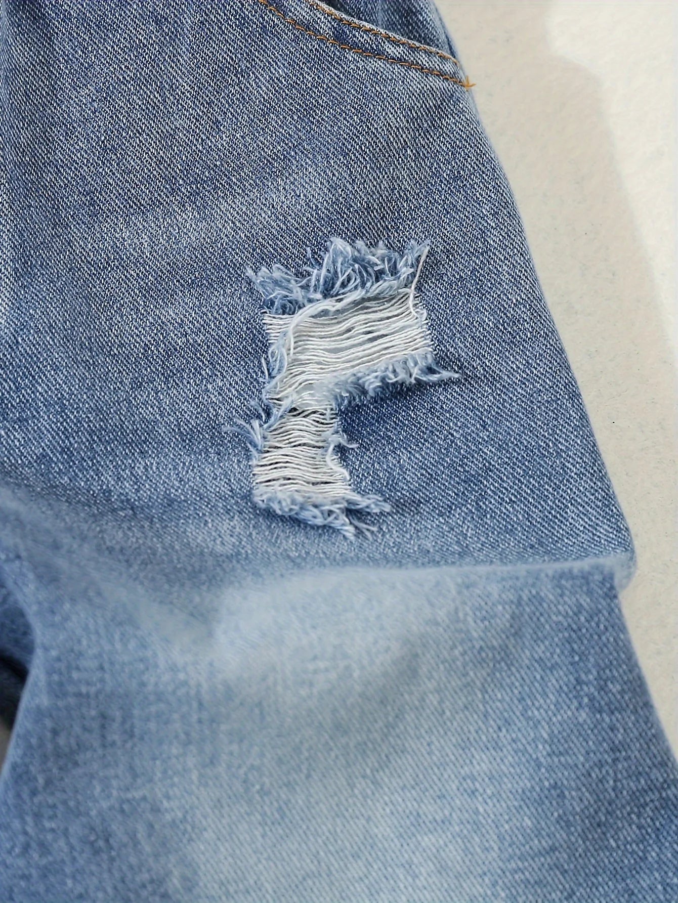 Boys' Autumn And Winter Denim 3-Piece Set: Casual Windproof Denim Jacket + Round-Neck T-Shirt + Washable Ripped Jeans