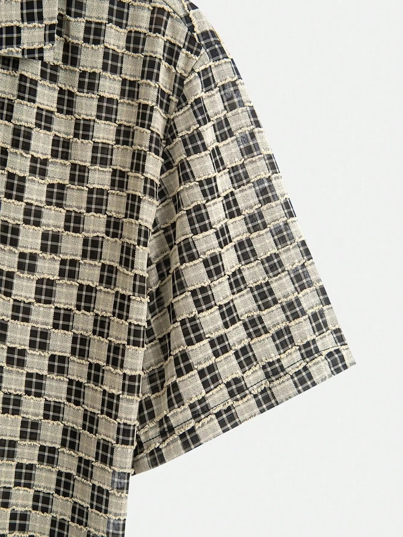 Men's Short Sleeve Open-Front Checkered Casual Shirt, Lightweight Summer Wear