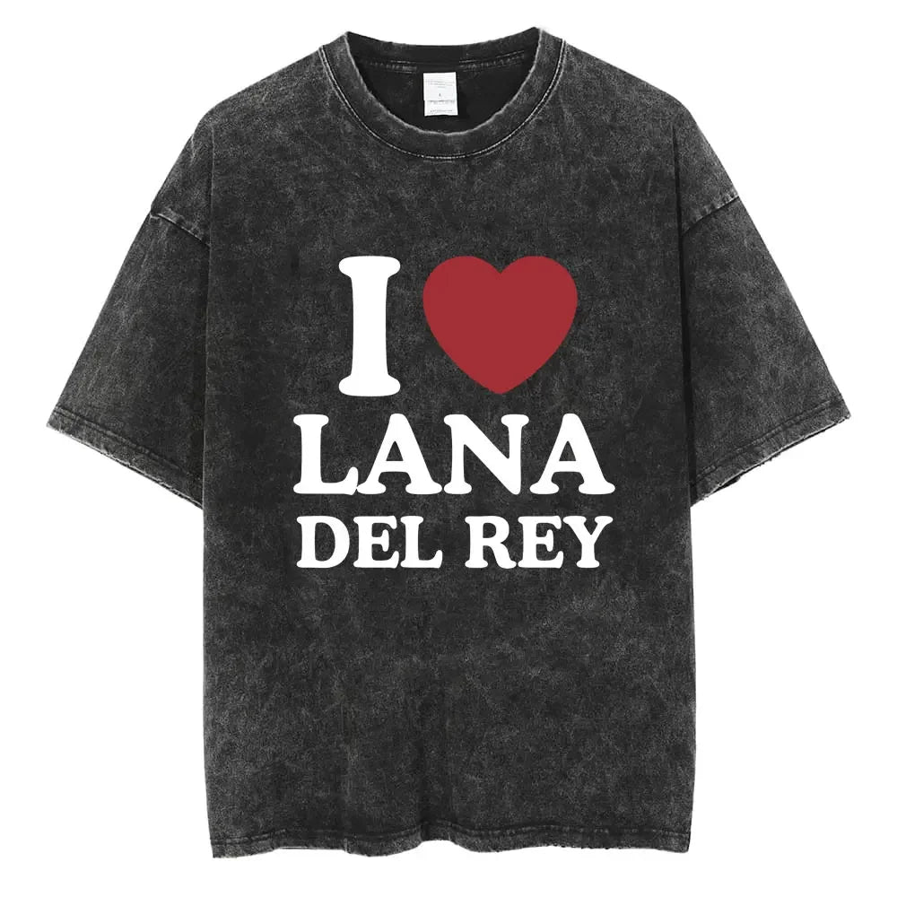New Arrival Mens Clothes Tee Shirt Homme Graphic T-Shirts Men Tshirt for Men Ropa Hombre 90s Singer Lana Del Rey Washed