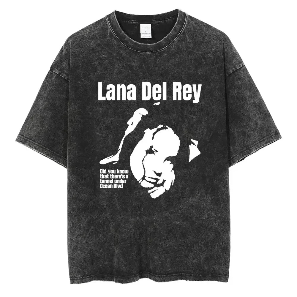 New Arrival Mens Clothes Tee Shirt Homme Graphic T-Shirts Men Tshirt for Men Ropa Hombre 90s Singer Lana Del Rey Washed