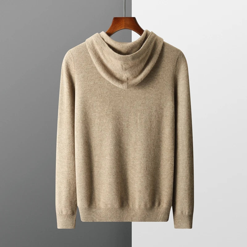 MVLYFLRT Men's One-piece ready-to-wear Hoodie 100% Merino Wool Knitted Sweater Shirt Autumn Winter Casual Large Top Long Sleeved