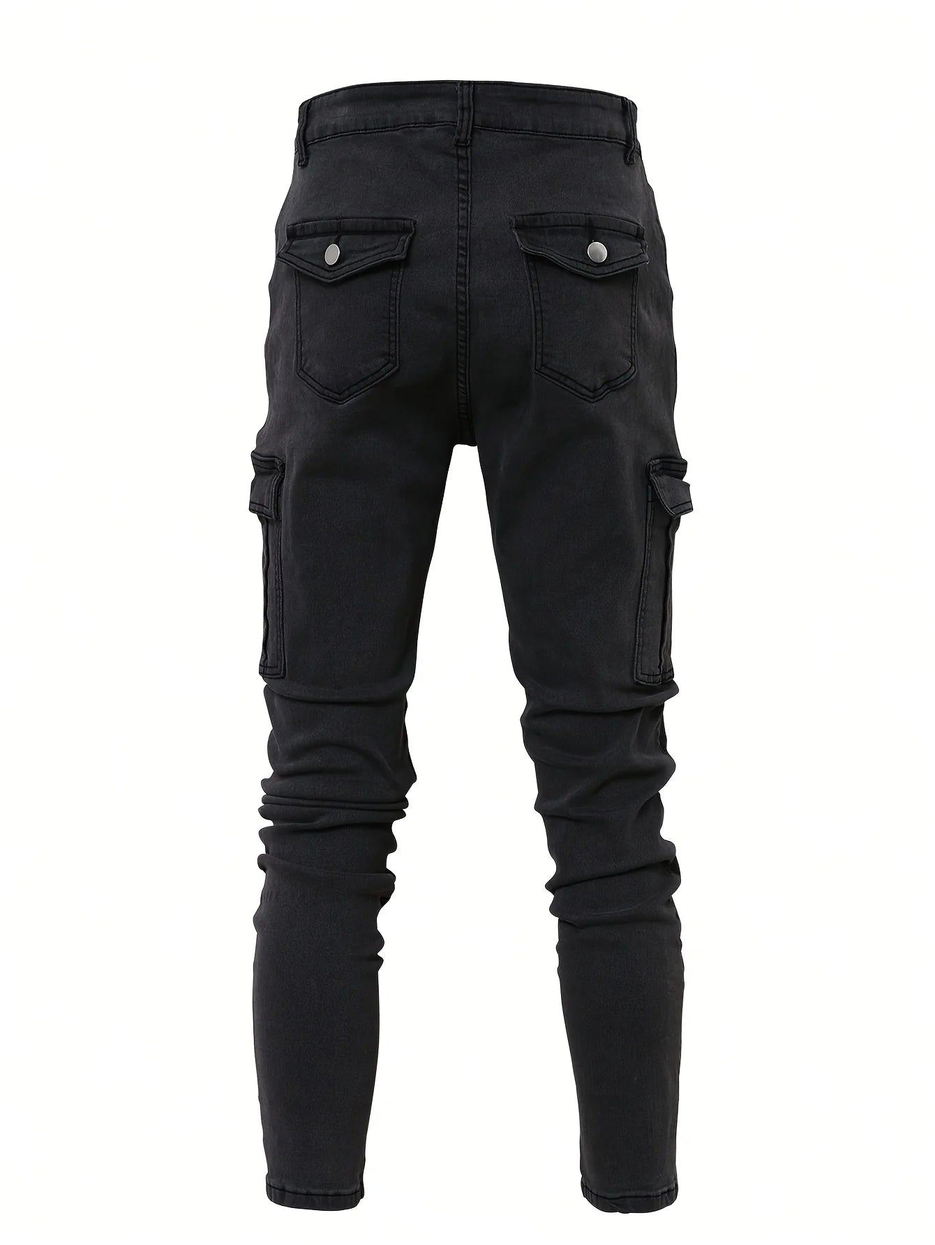 Men's multi-pocket work jeans, casual street-style straight-leg jeans, suitable for all seasons.