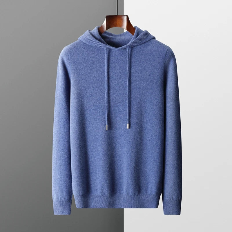 MVLYFLRT Men's One-piece ready-to-wear Hoodie 100% Merino Wool Knitted Sweater Shirt Autumn Winter Casual Large Top Long Sleeved