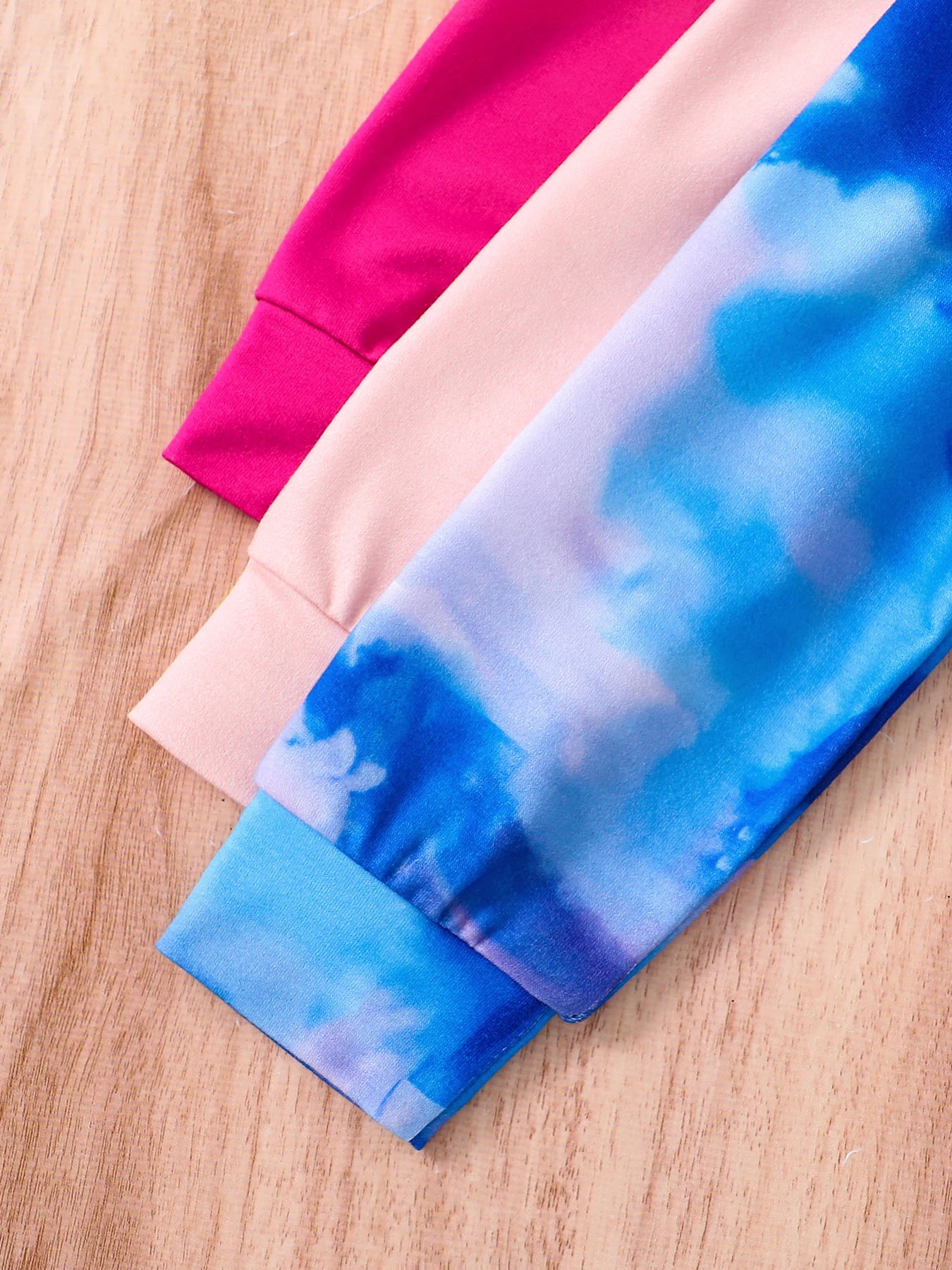 3 sets of spring and autumn children's basic clothing sets with tie-dyed round-neck long-sleeved leggings for