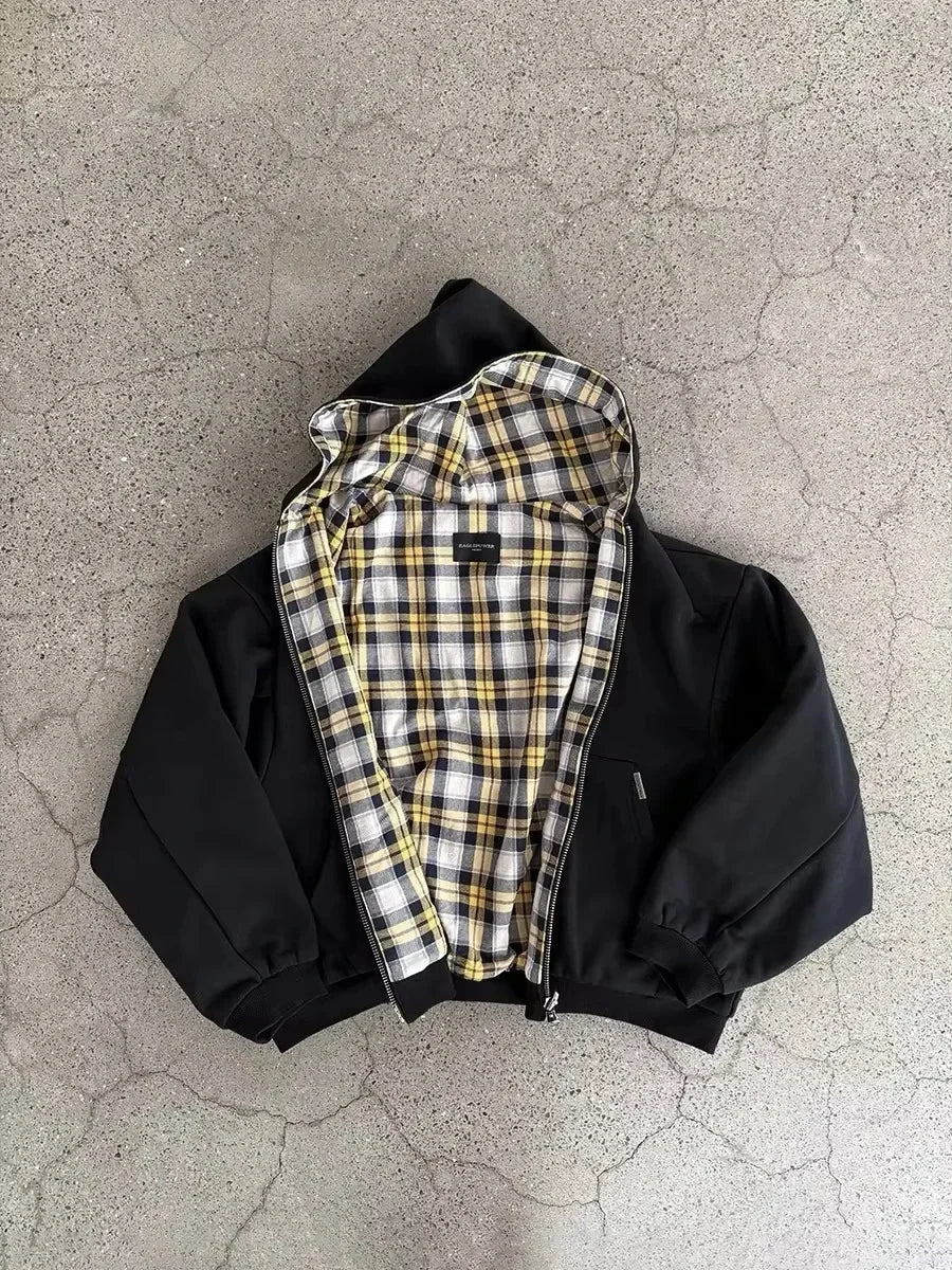 Y2K New American Fashion Trend Joker Sell Spot Zipper Hoodie Men Street Hip Hop Vintage Fleece Padded Sweatshirt Unisex Hoodie