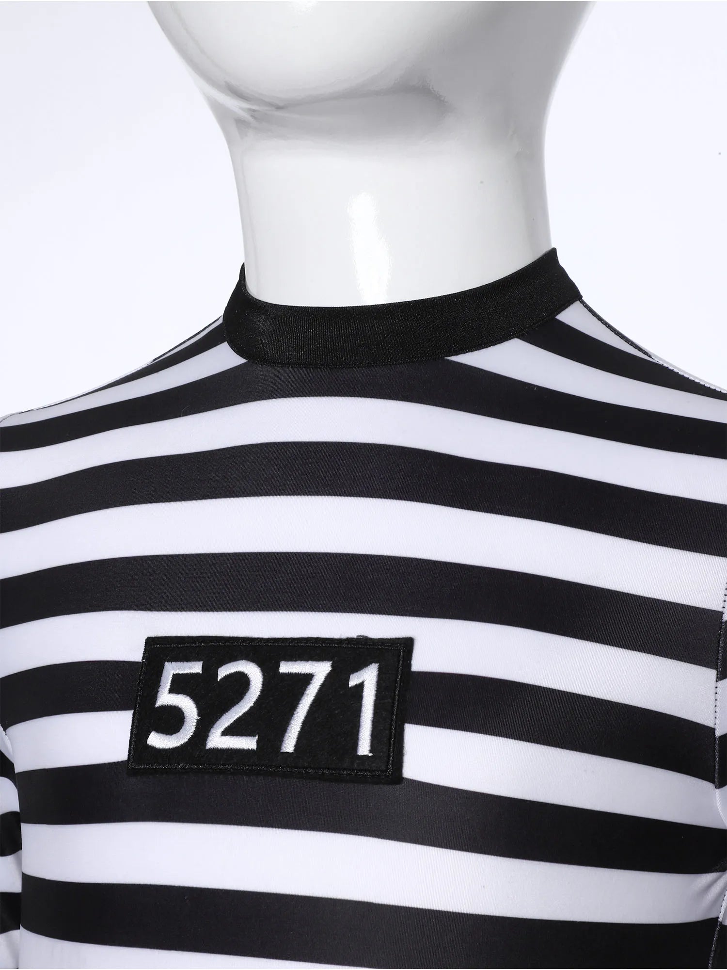 Kids Girls Prisoner Cosplay Costume Prison Jailbird Convict Uniform Long Sleeve Ruffled Striped Dress Halloween Party Dress Up