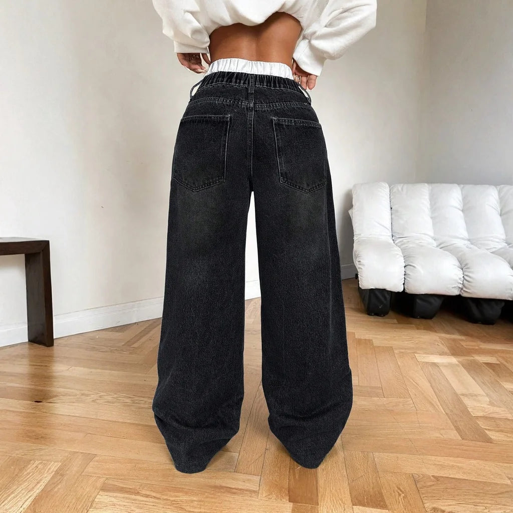 Y2k Jeans for Woman Low Rise Wide Leg Denim Pants Fashion Casual Style Loose Fit Trousers Trendy Vintage Design Comfort Wear