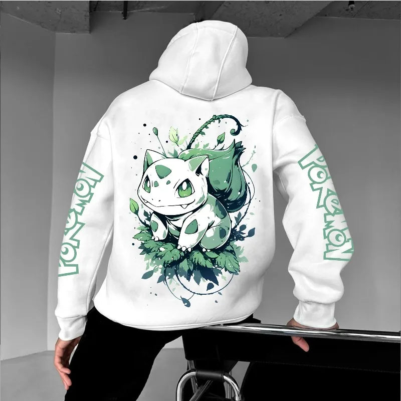 Pokémon Game Bulbasaur Printed Hoodie for Men and Women Autumn/Winter New Y2K Harajuku Large Size Casual Trend Sweater Top