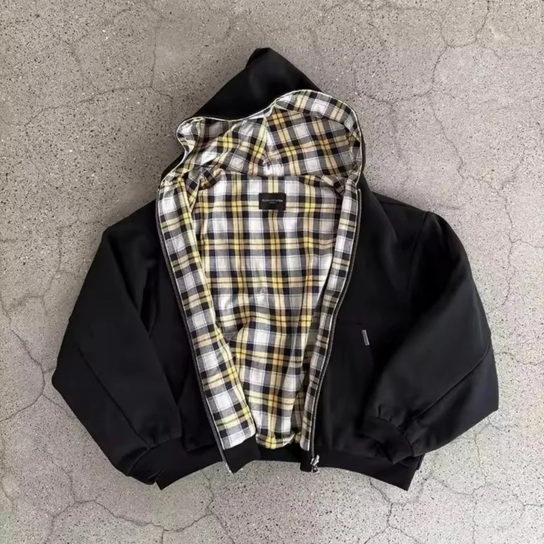 Y2K New American Fashion Trend Joker Sell Spot Zipper Hoodie Men Street Hip Hop Vintage Fleece Padded Sweatshirt Unisex Hoodie