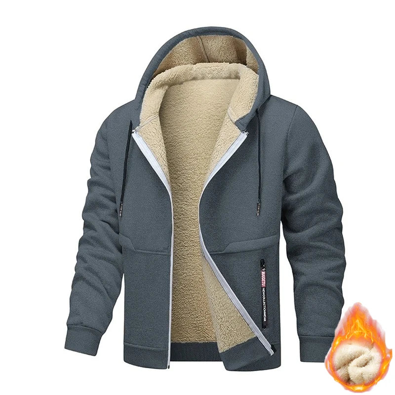 Animal Game Mens Casual Hooded for Men Fleece Sweatshirt Thick Sherpa Lined Hoodies Zipper Jacket Thick Heavyweight Sweatshirts