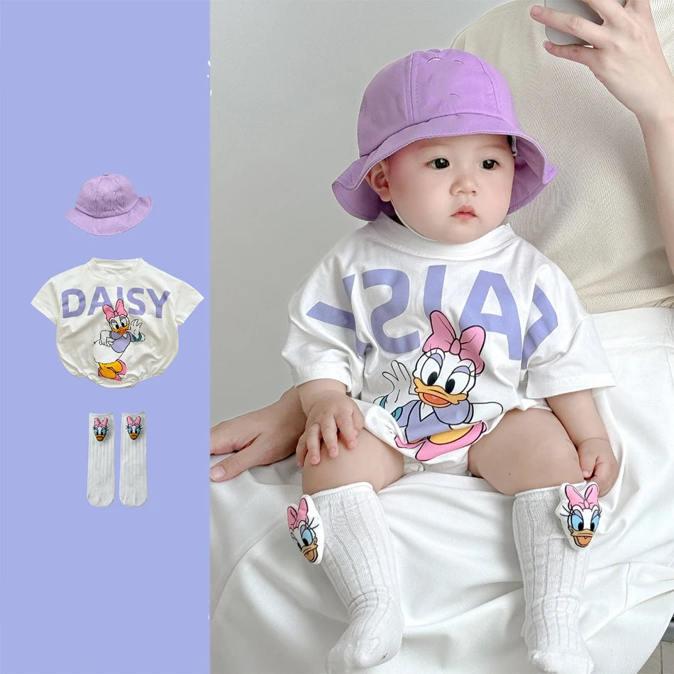 Disney Mickey Mouse Donald Duck Rompers Summer Toddler Cotton Soft Cartoon Jumpsuit Newborn Daisy Bodysuits for Baby Girls Boys