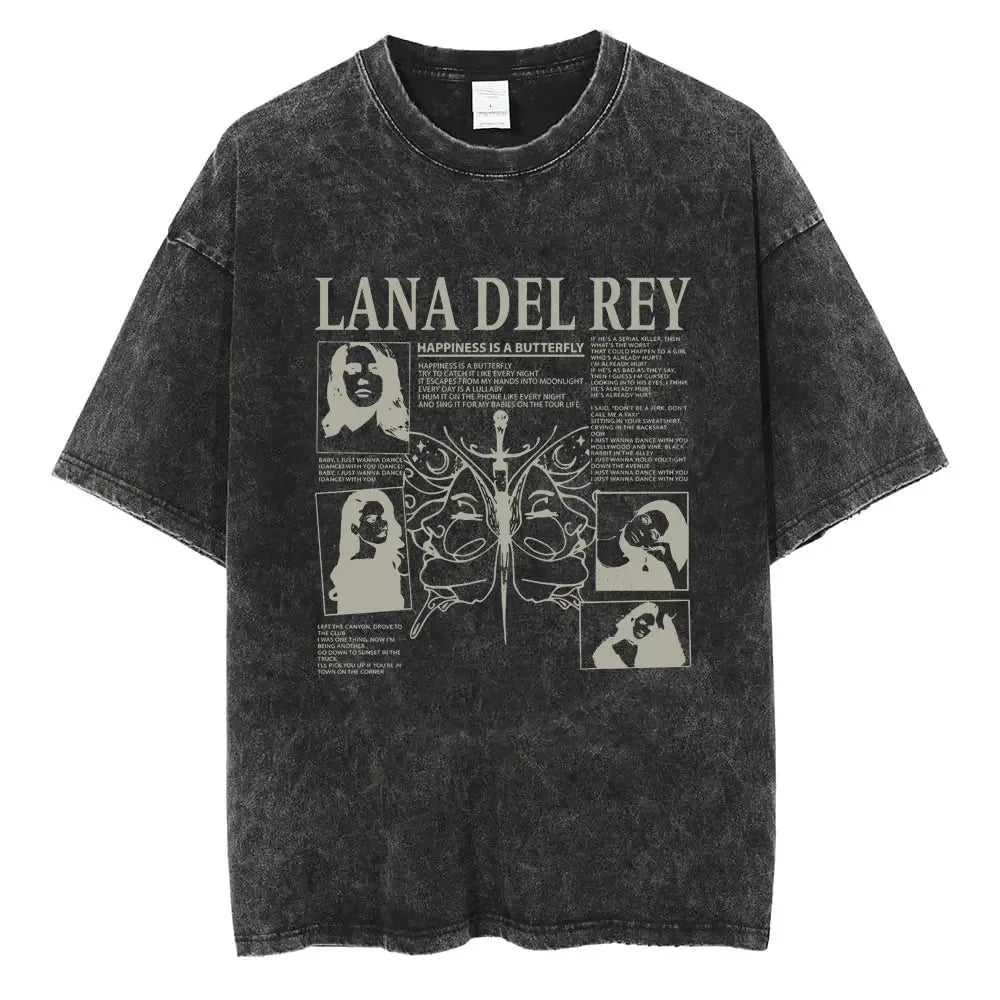 New Arrival Mens Clothes Tee Shirt Homme Graphic T-Shirts Men Tshirt for Men Ropa Hombre 90s Singer Lana Del Rey Washed