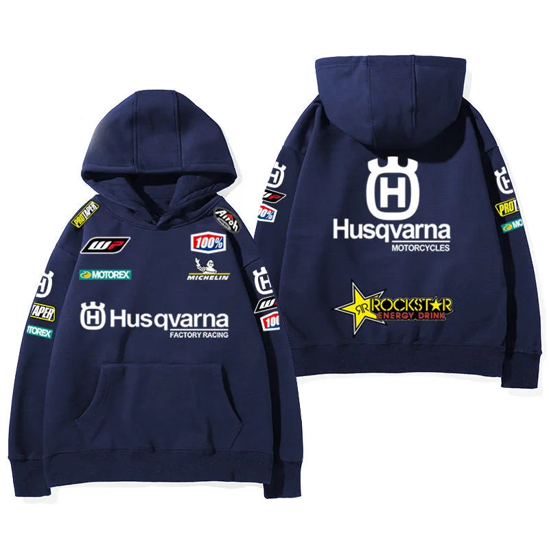 2026 New Husqvarna Racing Print Hoodie Men Casual Streetwear Sweatshirt Rockstar Energy Motocross Graphic Tops