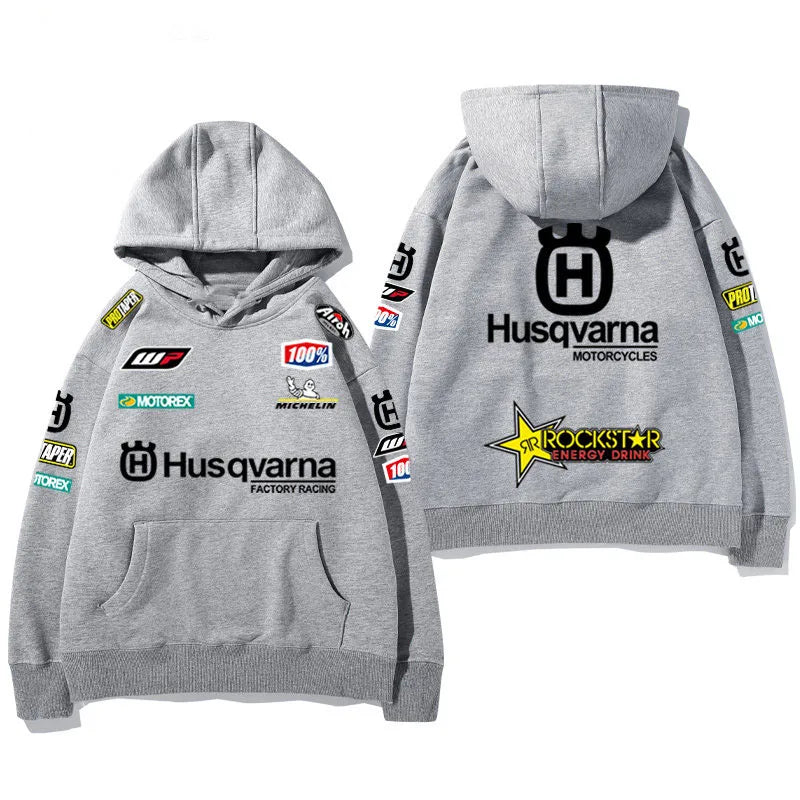 2026 New Husqvarna Racing Print Hoodie Men Casual Streetwear Sweatshirt Rockstar Energy Motocross Graphic Tops