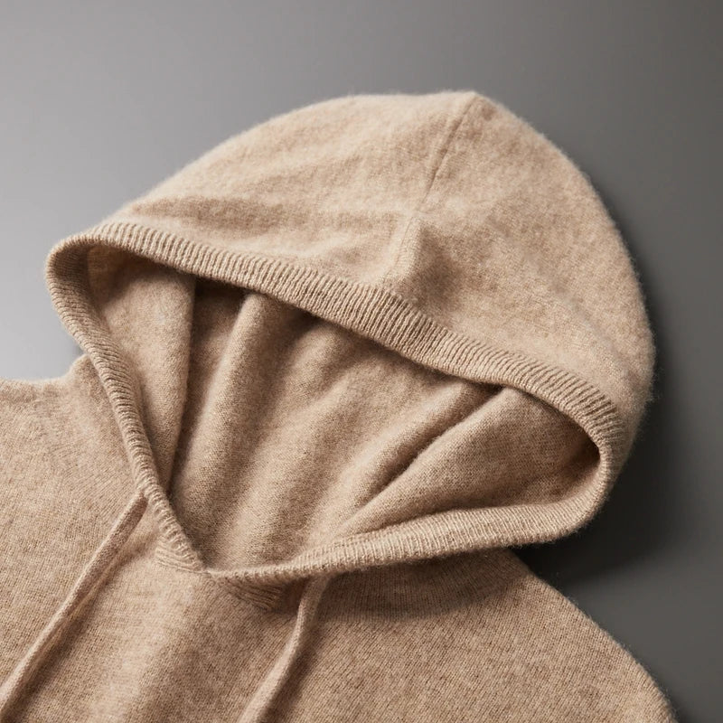 MVLYFLRT Men's One-piece ready-to-wear Hoodie 100% Merino Wool Knitted Sweater Shirt Autumn Winter Casual Large Top Long Sleeved