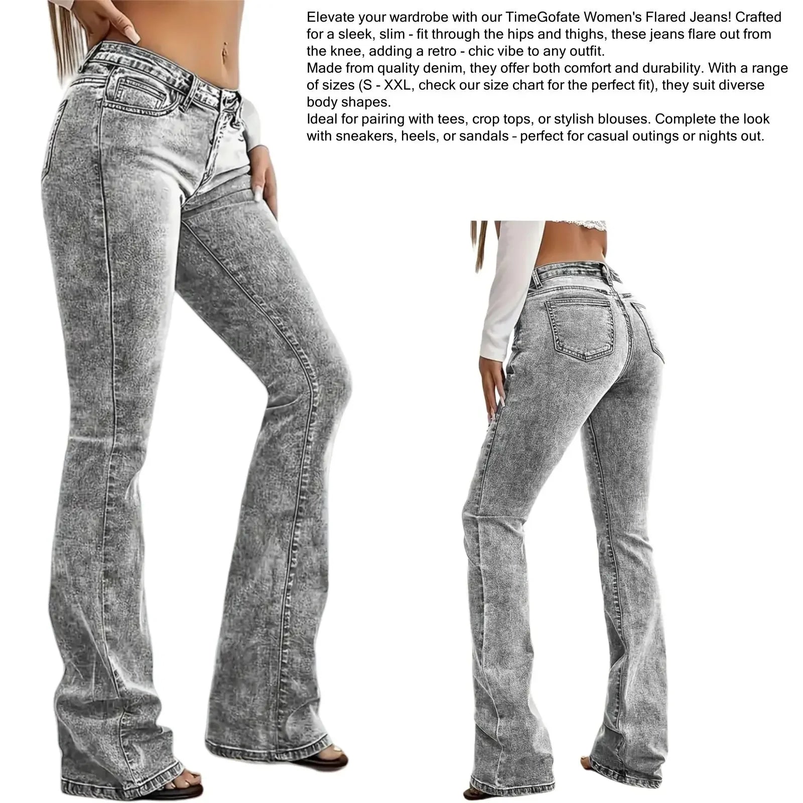 Jeans for Woman Y2k Jeans Gray Stretch Flared Minimalist Comfort Fit Retro Style High Waist Vintage Fashion Trendy 2025