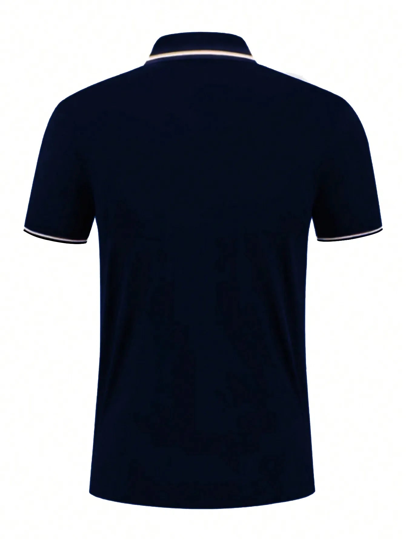 Men's Navy Blue Short Sleeve Casual Polo Shirt with Contrast Trim
