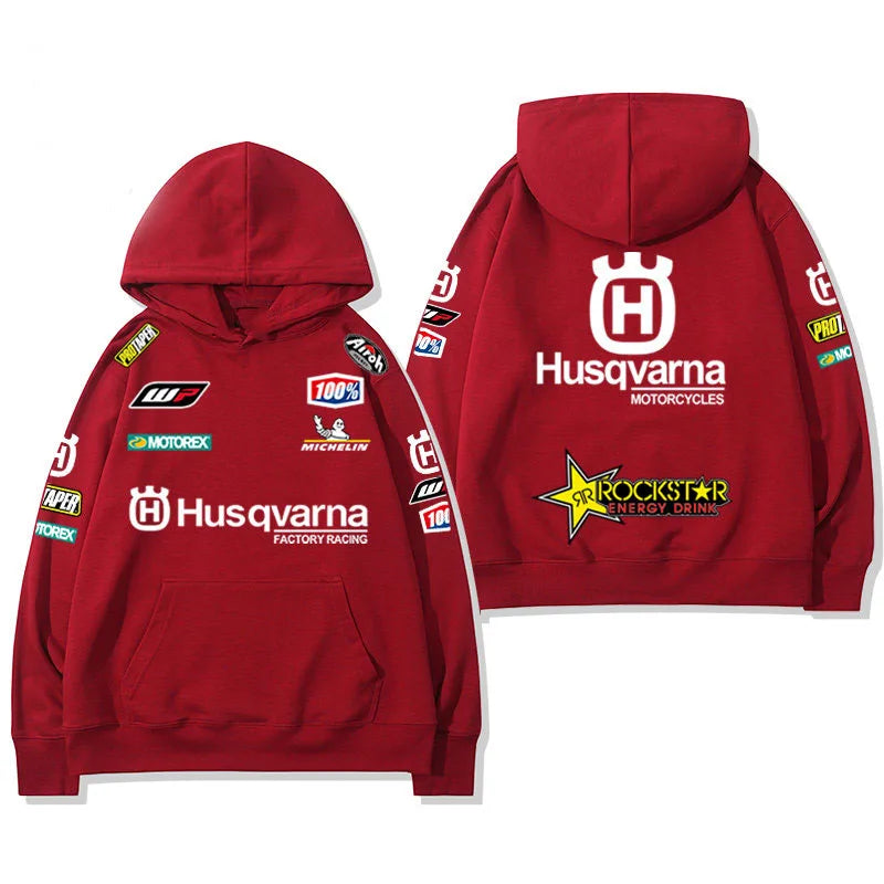 2026 New Husqvarna Racing Print Hoodie Men Casual Streetwear Sweatshirt Rockstar Energy Motocross Graphic Tops