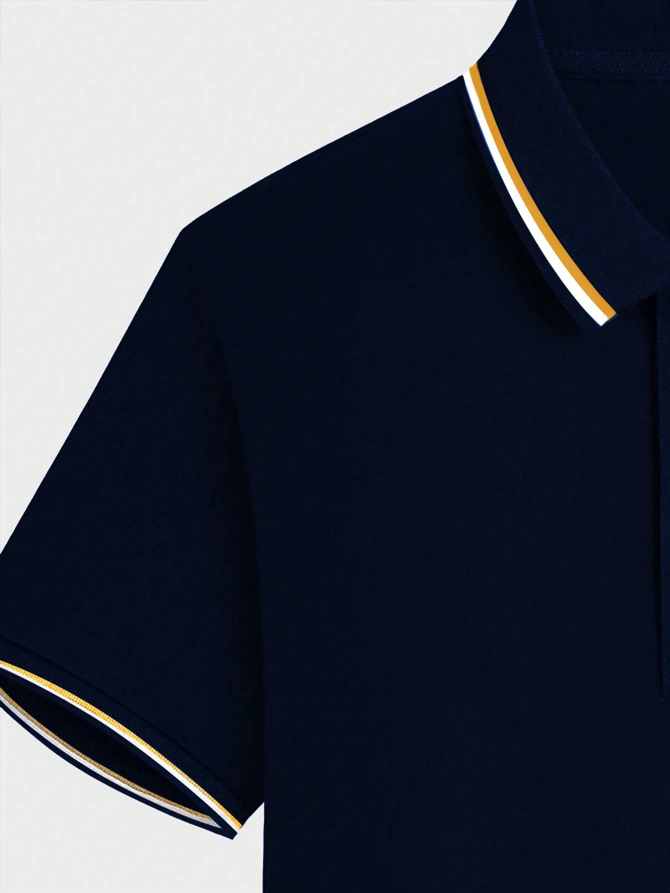 Men's Navy Blue Short Sleeve Casual Polo Shirt with Contrast Trim