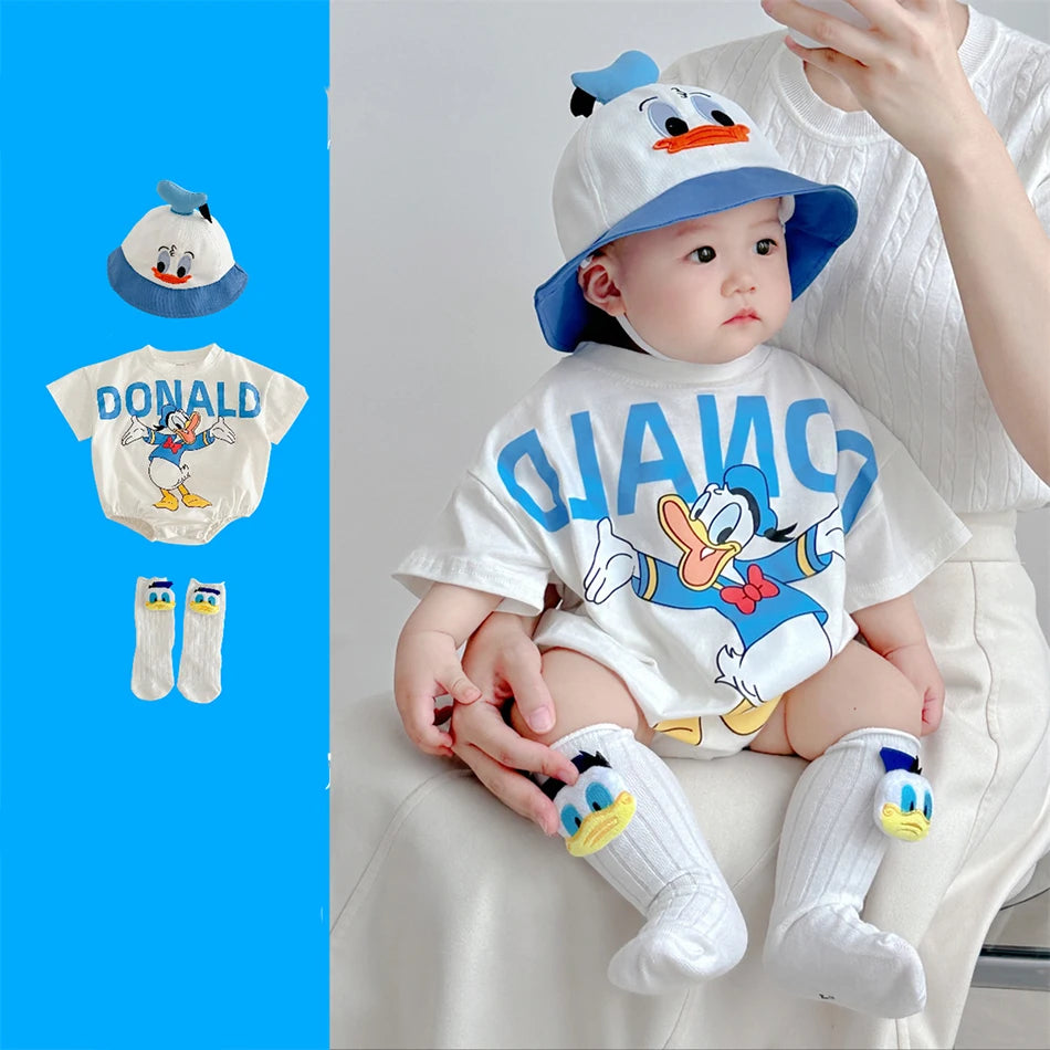 Disney Mickey Mouse Donald Duck Rompers Summer Toddler Cotton Soft Cartoon Jumpsuit Newborn Daisy Bodysuits for Baby Girls Boys