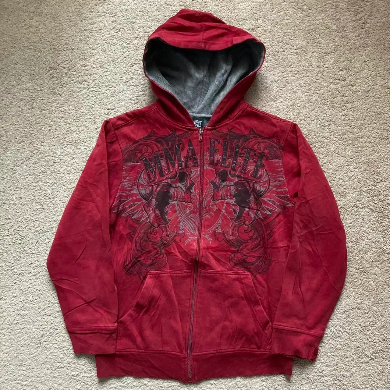 Y2K New American Fashion Trend Joker Sell Spot Zipper Hoodie Men Street Hip Hop Vintage Fleece Padded Sweatshirt Unisex Hoodie