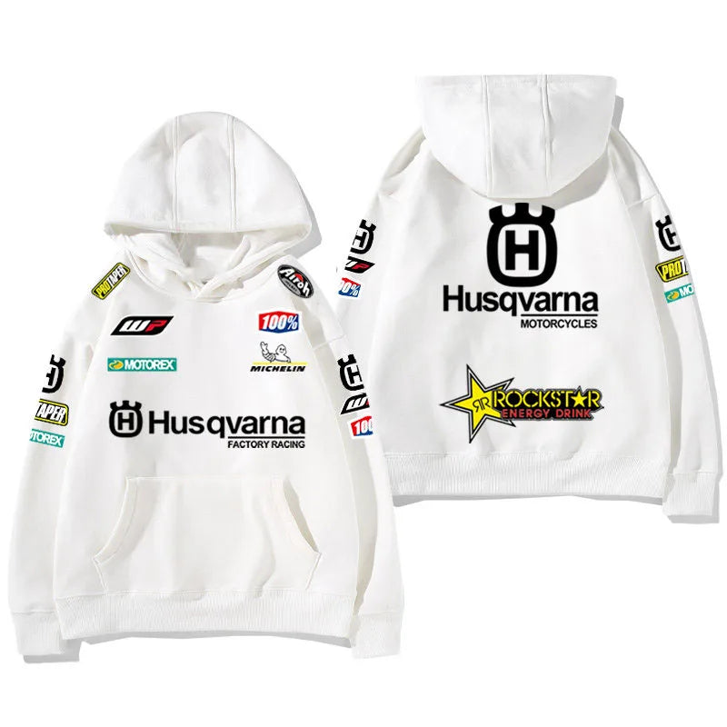 2026 New Husqvarna Racing Print Hoodie Men Casual Streetwear Sweatshirt Rockstar Energy Motocross Graphic Tops