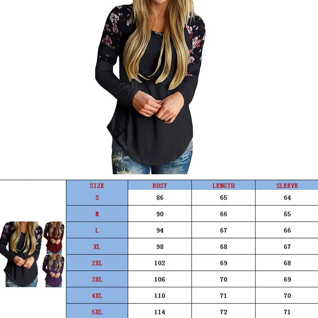Long Sleeve Cotton Girl Shirt Printing Round Neck Women Clothes Lady Top