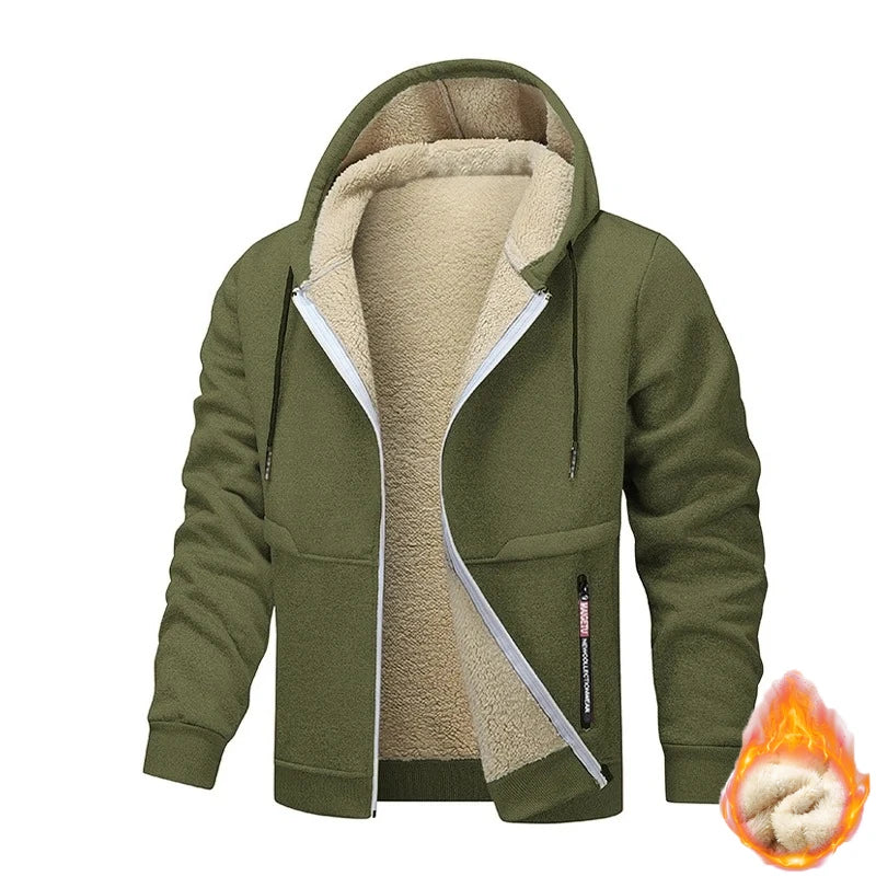 Animal Game Mens Casual Hooded for Men Fleece Sweatshirt Thick Sherpa Lined Hoodies Zipper Jacket Thick Heavyweight Sweatshirts