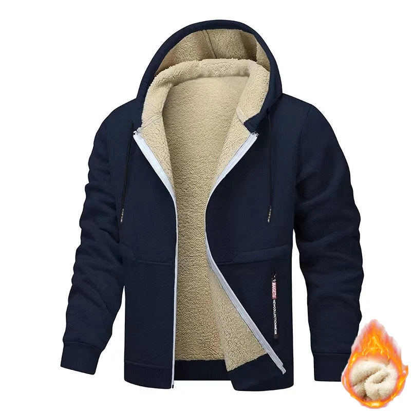 Animal Game Mens Casual Hooded for Men Fleece Sweatshirt Thick Sherpa Lined Hoodies Zipper Jacket Thick Heavyweight Sweatshirts