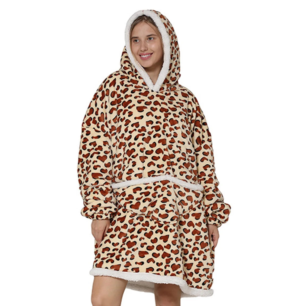Oversized Blanket Hoodie for Women Men Wearable Blanket Hoodie with Sleeves Cute Cartoon Avocado Print Sweatshirt Winter Clothes