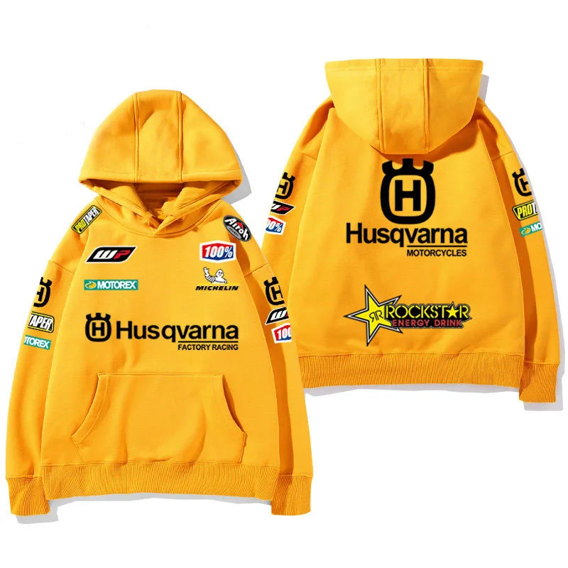 2026 New Husqvarna Racing Print Hoodie Men Casual Streetwear Sweatshirt Rockstar Energy Motocross Graphic Tops