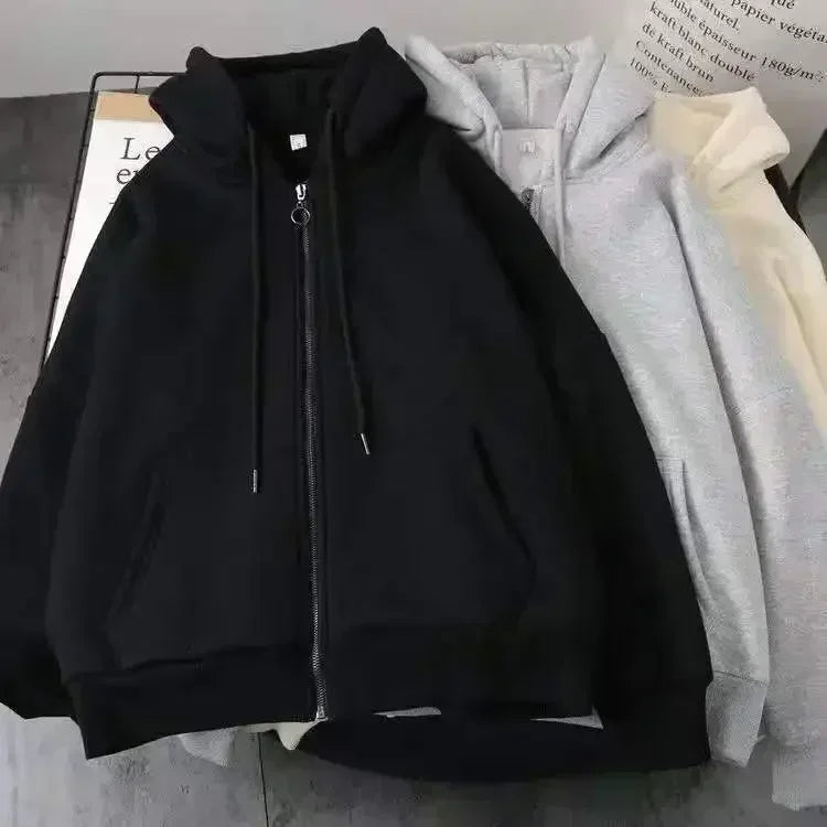 Y2K New American Fashion Trend Joker Sell Spot Zipper Hoodie Men Street Hip Hop Vintage Fleece Padded Sweatshirt Unisex Hoodie