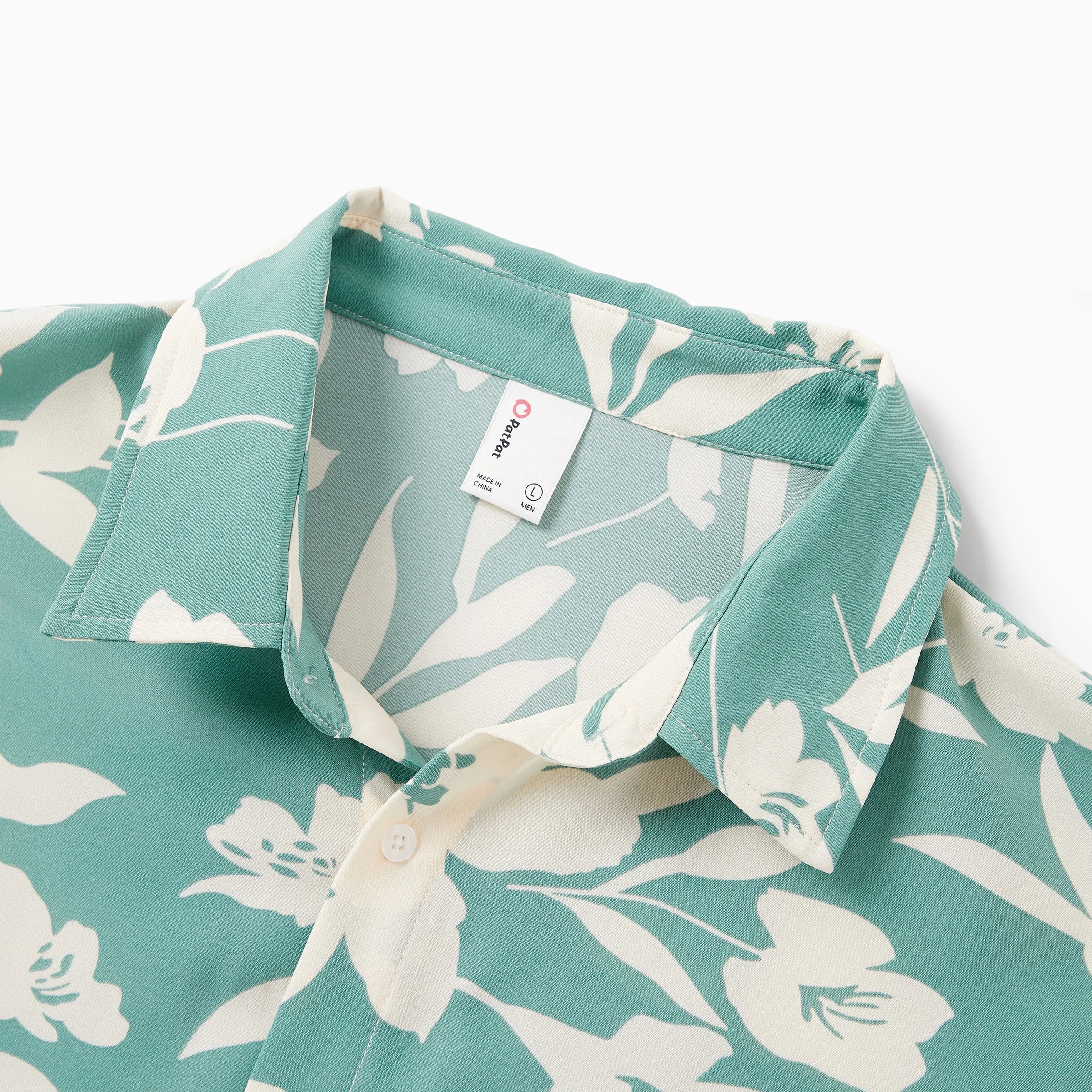 PatPat Leaf Print Green Short Sleeve  Men Shirt