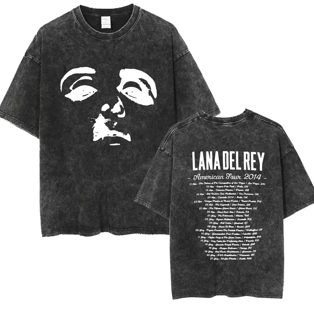 New Arrival Mens Clothes Tee Shirt Homme Graphic T-Shirts Men Tshirt for Men Ropa Hombre 90s Singer Lana Del Rey Washed