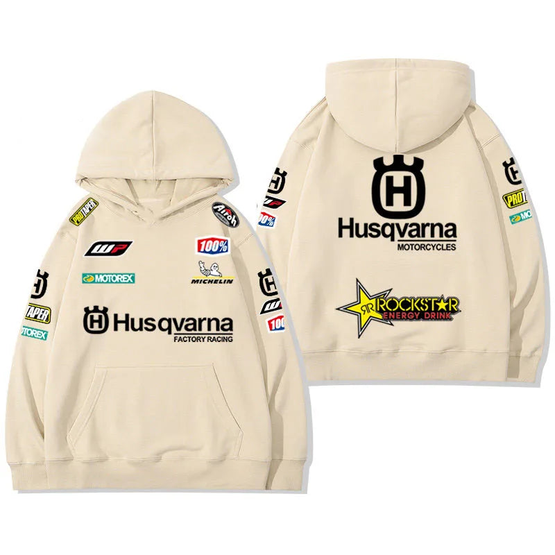 2026 New Husqvarna Racing Print Hoodie Men Casual Streetwear Sweatshirt Rockstar Energy Motocross Graphic Tops