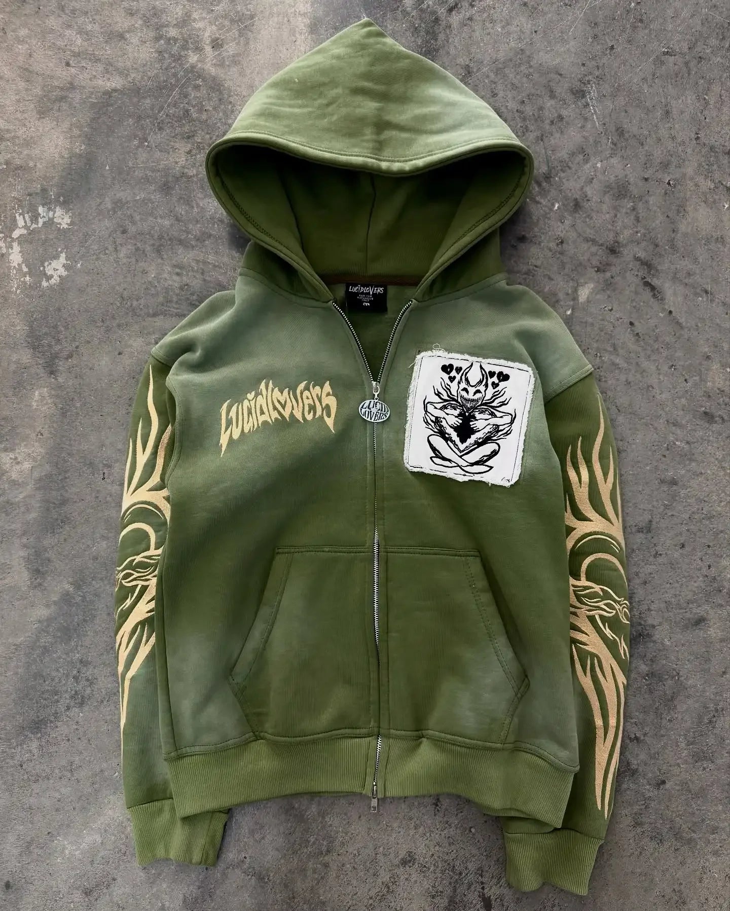 Y2K New American Fashion Trend Joker Sell Spot Zipper Hoodie Men Street Hip Hop Vintage Fleece Padded Sweatshirt Unisex Hoodie