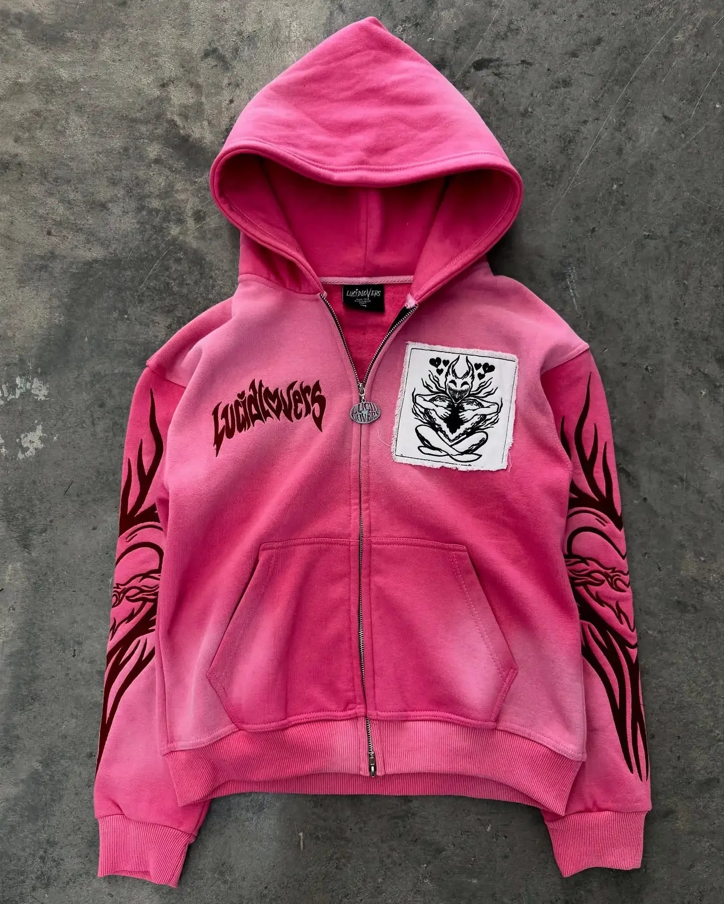 Y2K New American Fashion Trend Joker Sell Spot Zipper Hoodie Men Street Hip Hop Vintage Fleece Padded Sweatshirt Unisex Hoodie