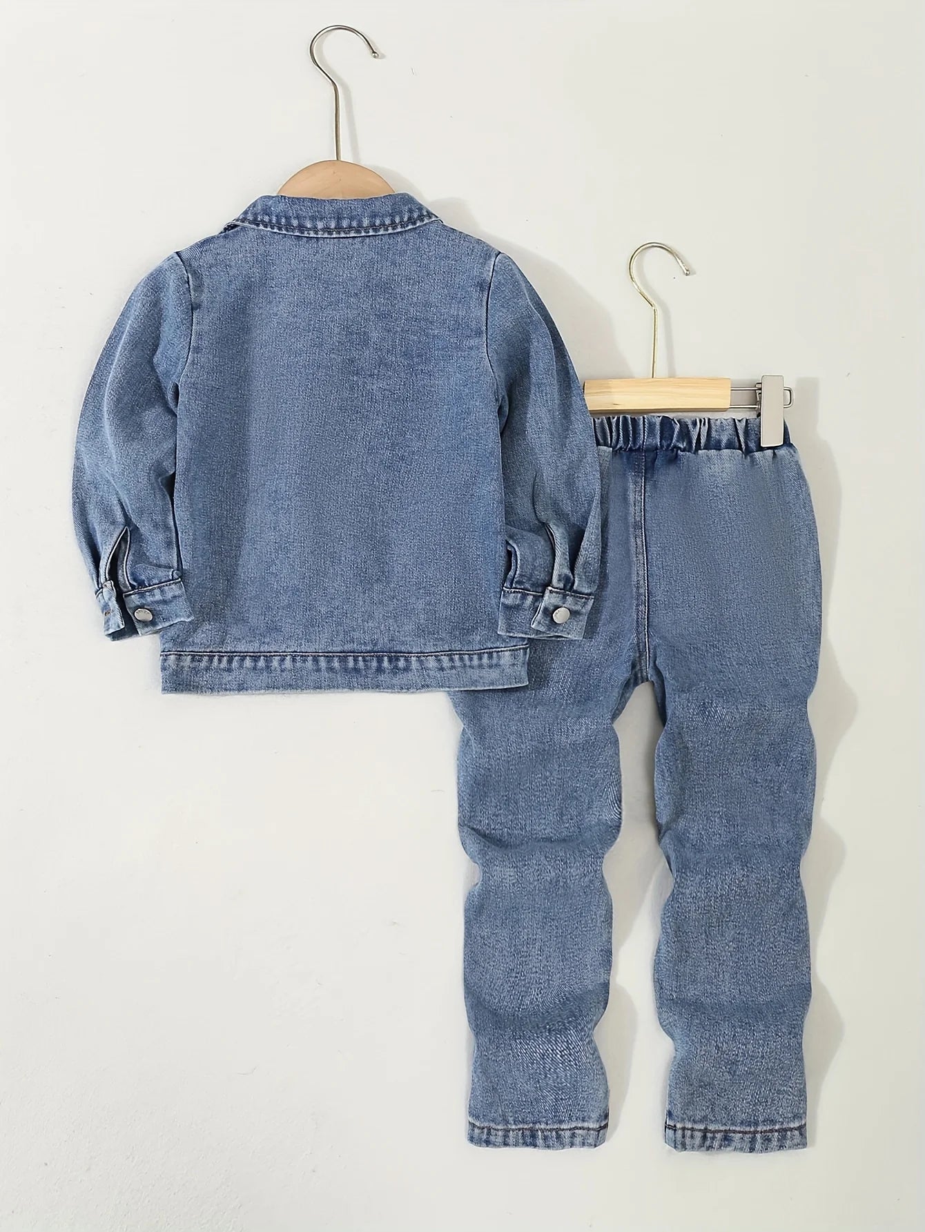 Boys' Autumn And Winter Denim 3-Piece Set: Casual Windproof Denim Jacket + Round-Neck T-Shirt + Washable Ripped Jeans