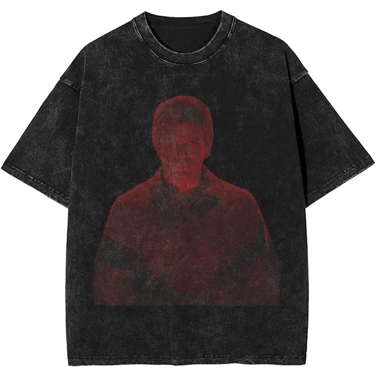 Mens T-Shirt Camisetas Short Sleeved Round Neck Y2k Tshirt New Dexter Morgan Edition Middle Finger Retro Trendy Vintage Washed