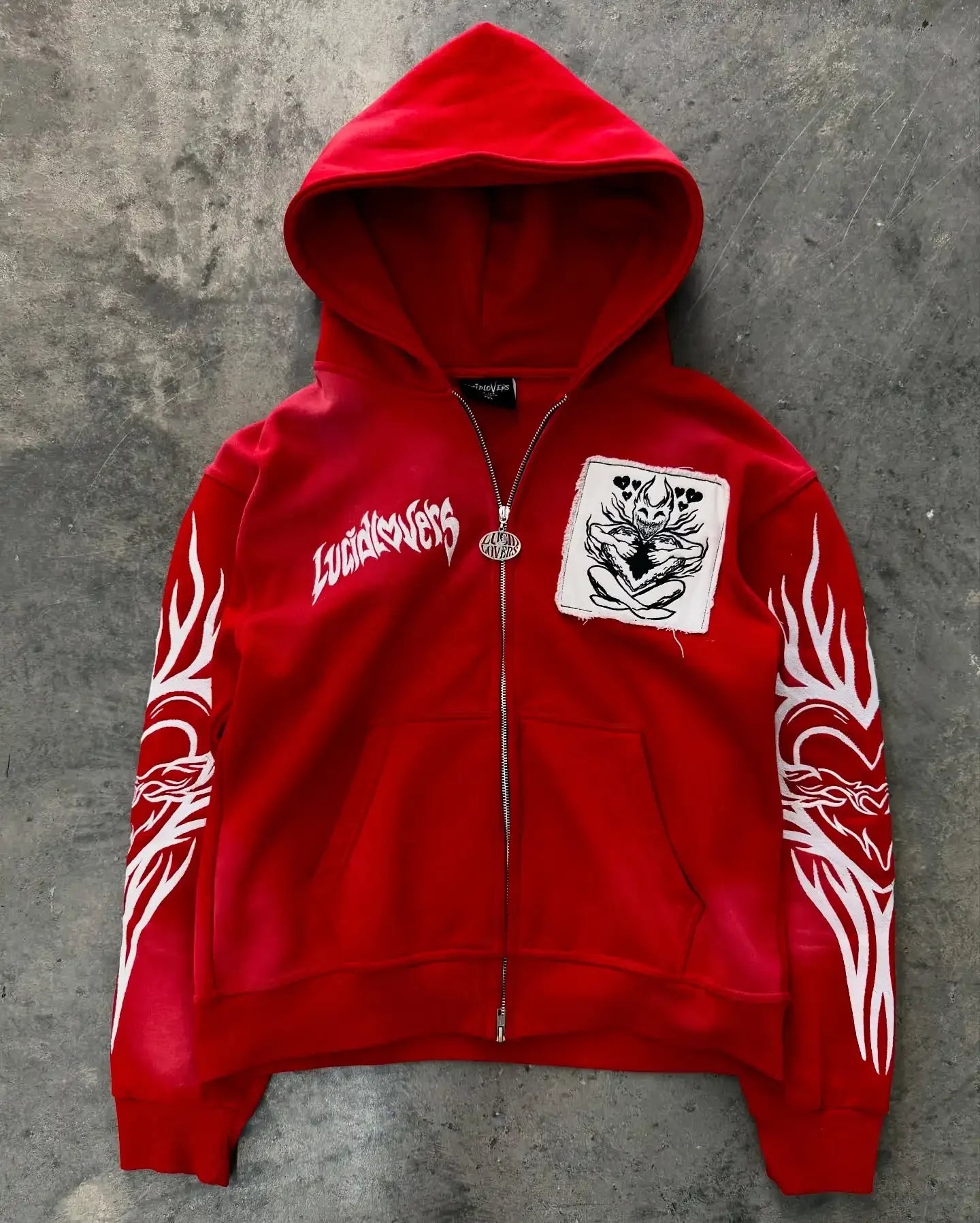 Y2K New American Fashion Trend Joker Sell Spot Zipper Hoodie Men Street Hip Hop Vintage Fleece Padded Sweatshirt Unisex Hoodie