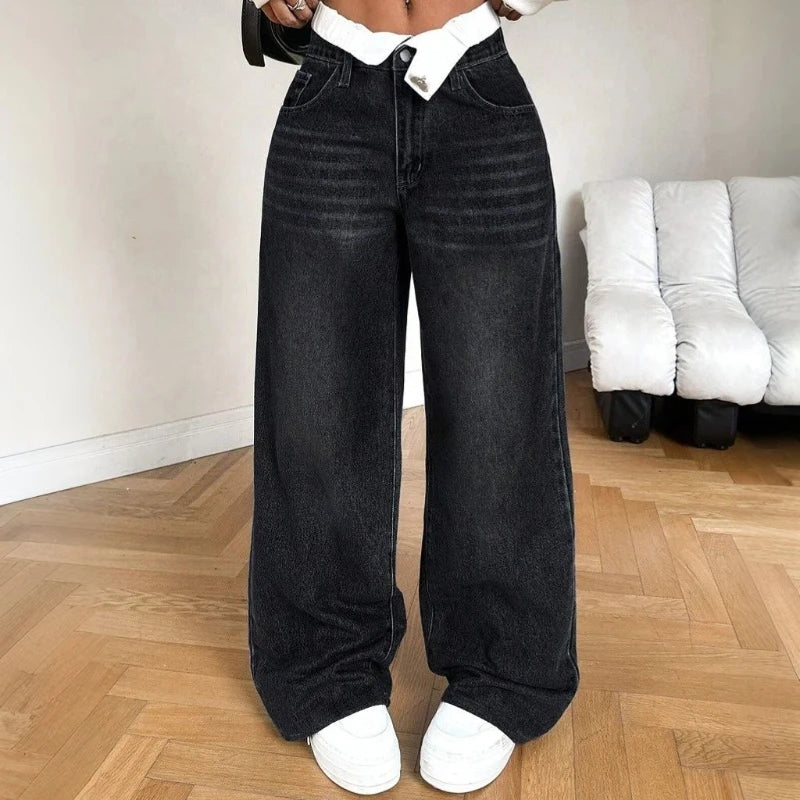 Y2k Jeans for Woman Low Rise Wide Leg Denim Pants Fashion Casual Style Loose Fit Trousers Trendy Vintage Design Comfort Wear