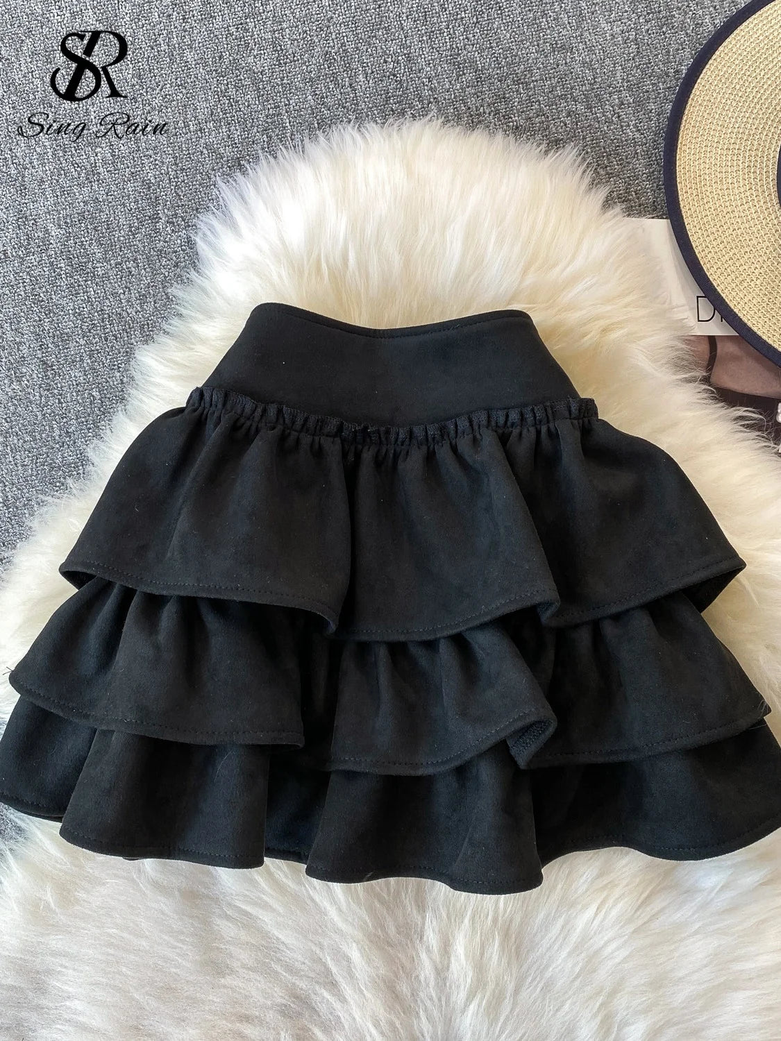 SINGREINY Spicy Girl Suede Cake Skirts Female Amreican Retro Streetwear Zipper Design A Line Spring Solid Vintage Short Skirts