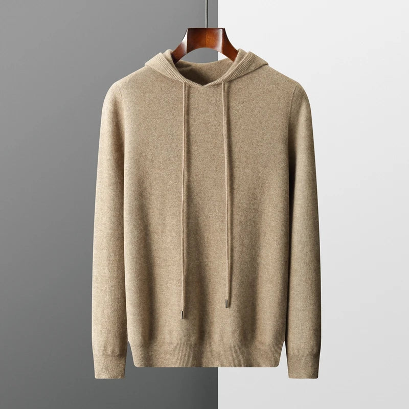 MVLYFLRT Men's One-piece ready-to-wear Hoodie 100% Merino Wool Knitted Sweater Shirt Autumn Winter Casual Large Top Long Sleeved