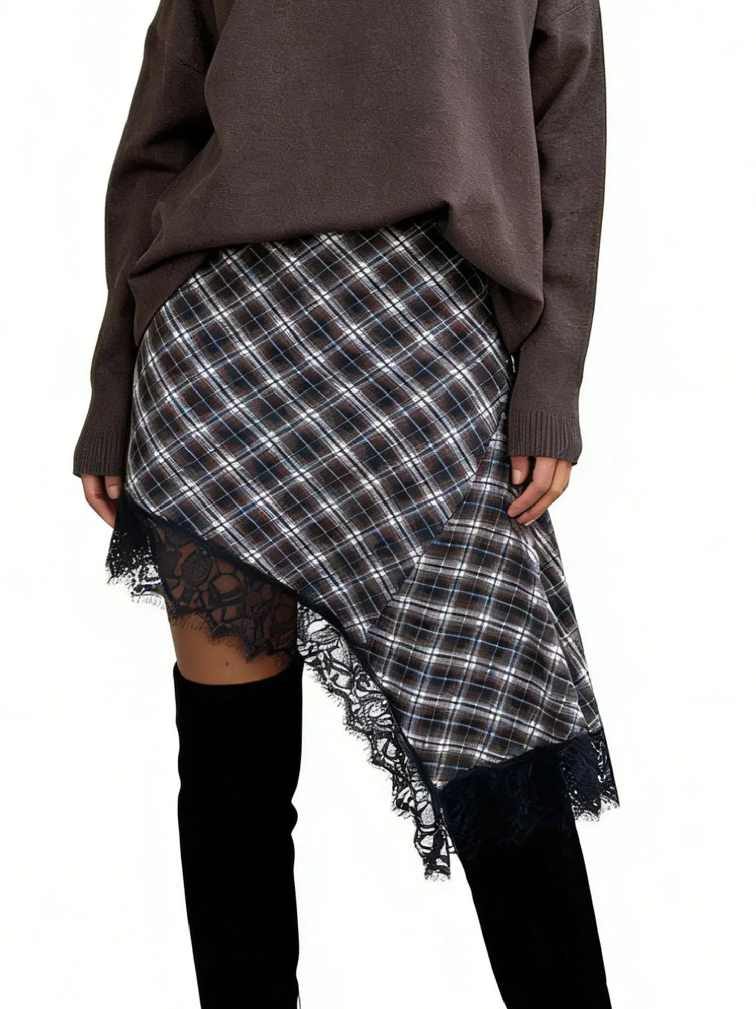 Women Skirt Floral Print High Waist Vintage Ruffle Trim A-Line Knee-Length Skirts with Belt Detail for Summer Fashion