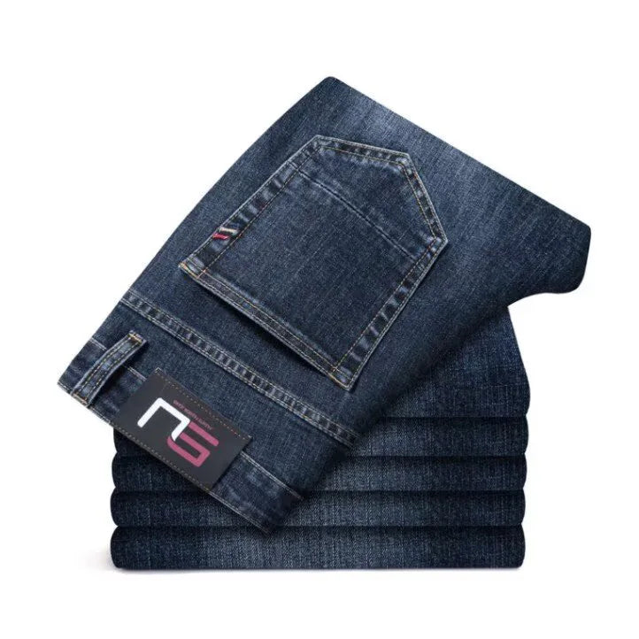 Men Loose Retro Vintage Jeans Male spring and autumn Korean Slim Fit Denim Pants Straight Leg Narrow Leg Blue-Gray Trousers