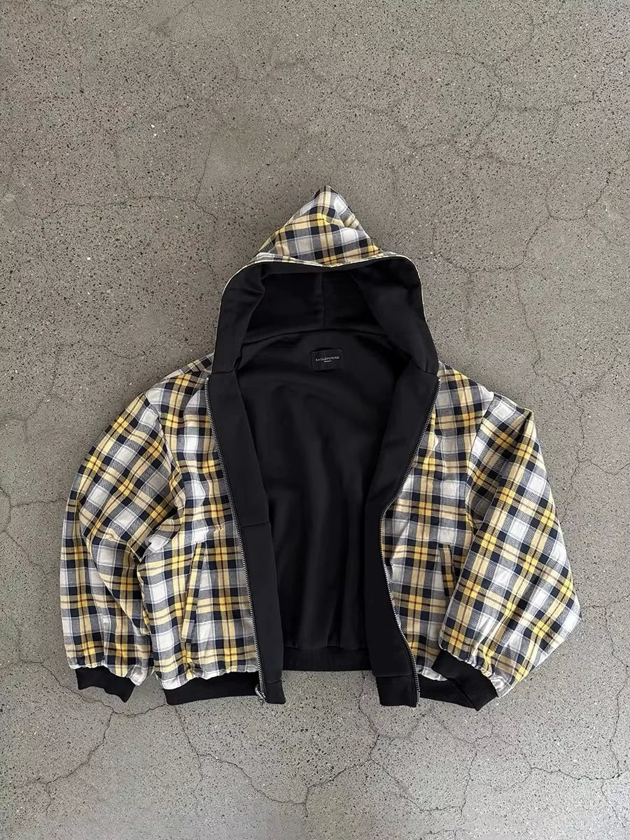 Y2K New American Fashion Trend Joker Sell Spot Zipper Hoodie Men Street Hip Hop Vintage Fleece Padded Sweatshirt Unisex Hoodie