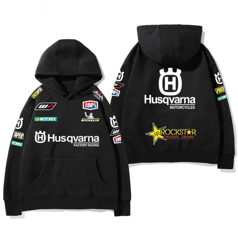 2026 New Husqvarna Racing Print Hoodie Men Casual Streetwear Sweatshirt Rockstar Energy Motocross Graphic Tops
